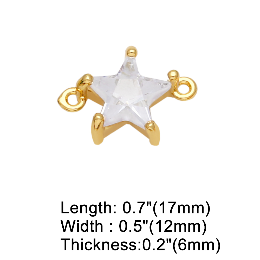 Fashion Pentagram Copper Gold Plated Zircon Jewelry Accessories 1 Piece