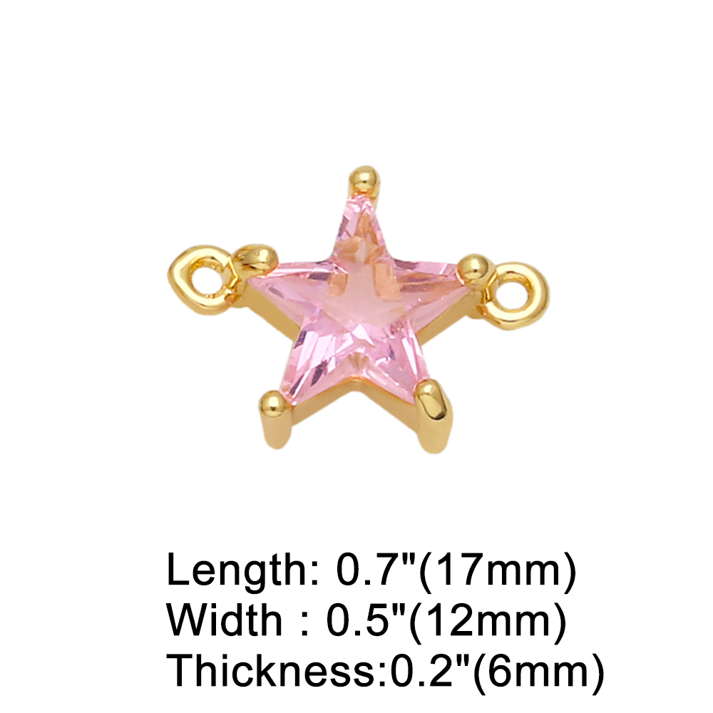 Fashion Pentagram Copper Gold Plated Zircon Jewelry Accessories 1 Piece