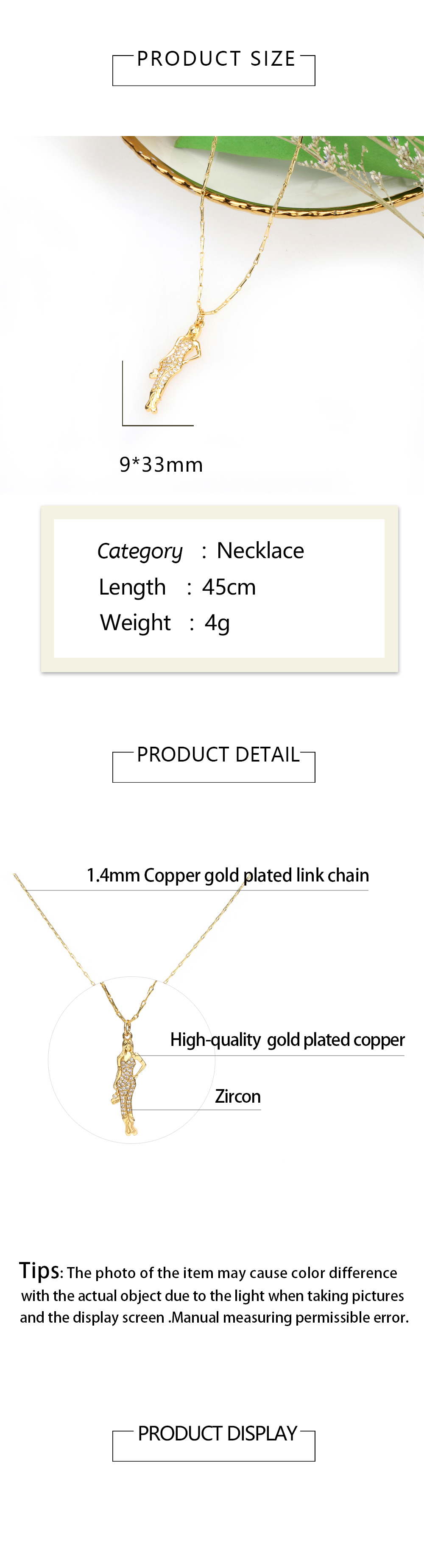 Simple Style Portrait Copper Gold Plated Zircon Pendant Necklace 1 Piece