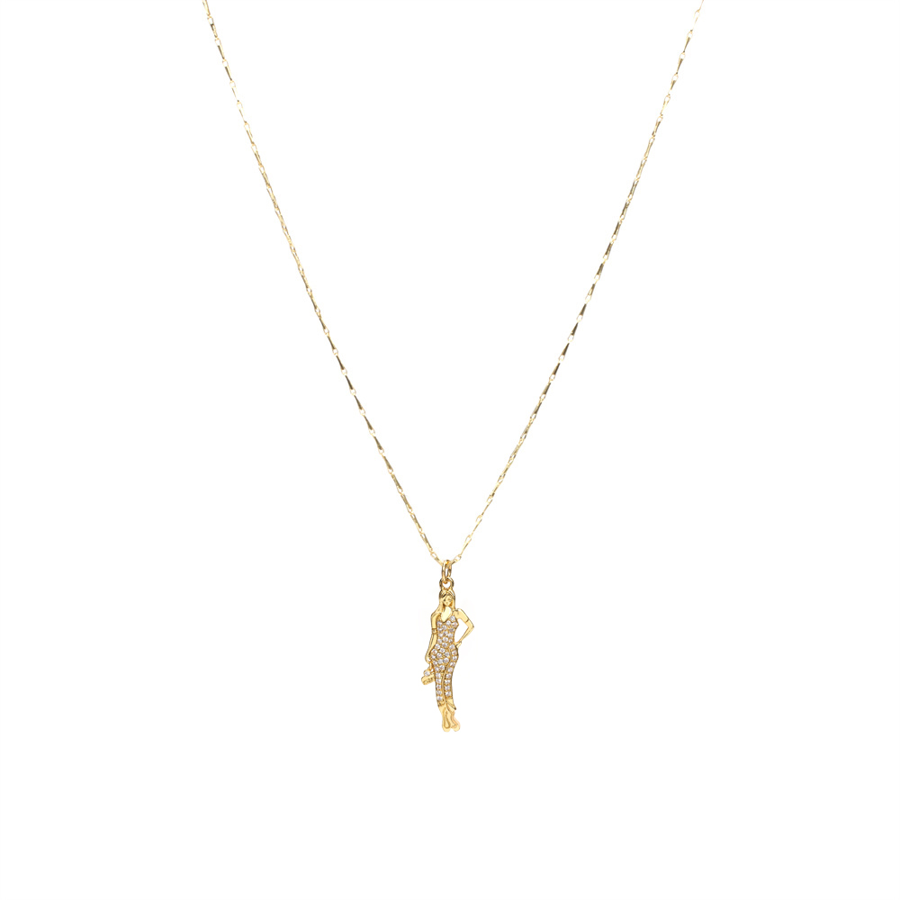 Simple Style Portrait Copper Gold Plated Zircon Pendant Necklace 1 Piece