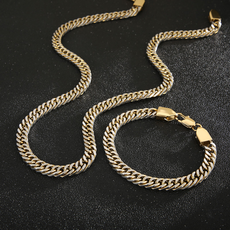 Fashion Solid Color Titanium Steel Plating Menu0027S Bracelets Necklace