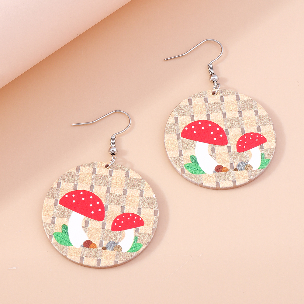 Retro Flower Mushroom Acetic acid sheets Womenu0027S Drop Earrings 1 Pair