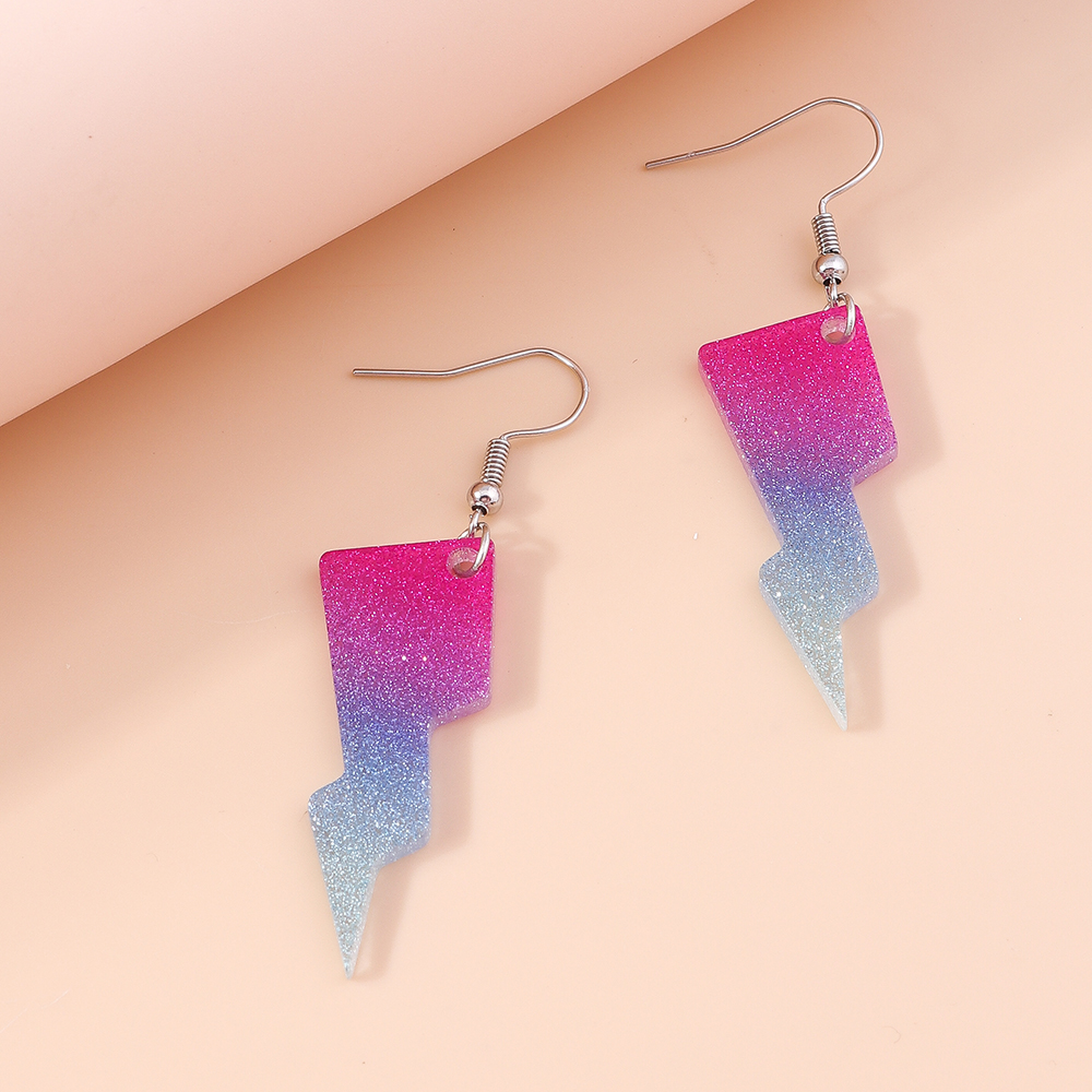 Fashion Rainbow Lightning Arylic Womenu0027S Earrings 1 Pair