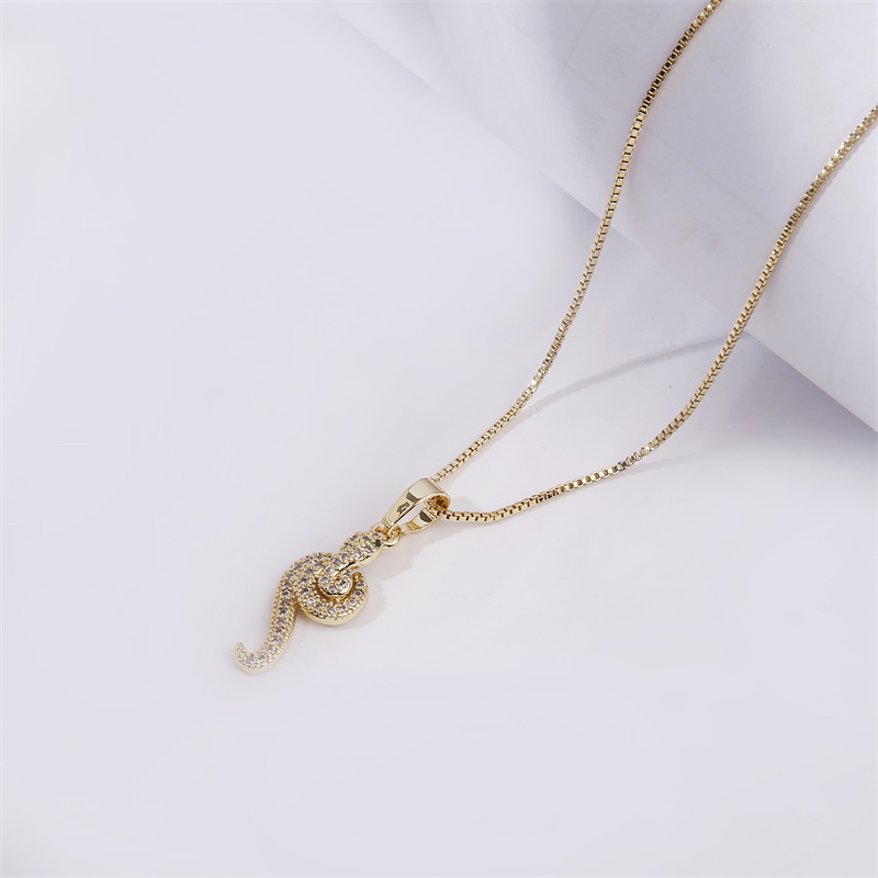 Fashion Snake Copper Plating Zircon Pendant Necklace