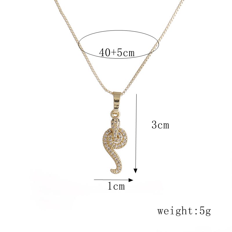 Fashion Snake Copper Plating Zircon Pendant Necklace