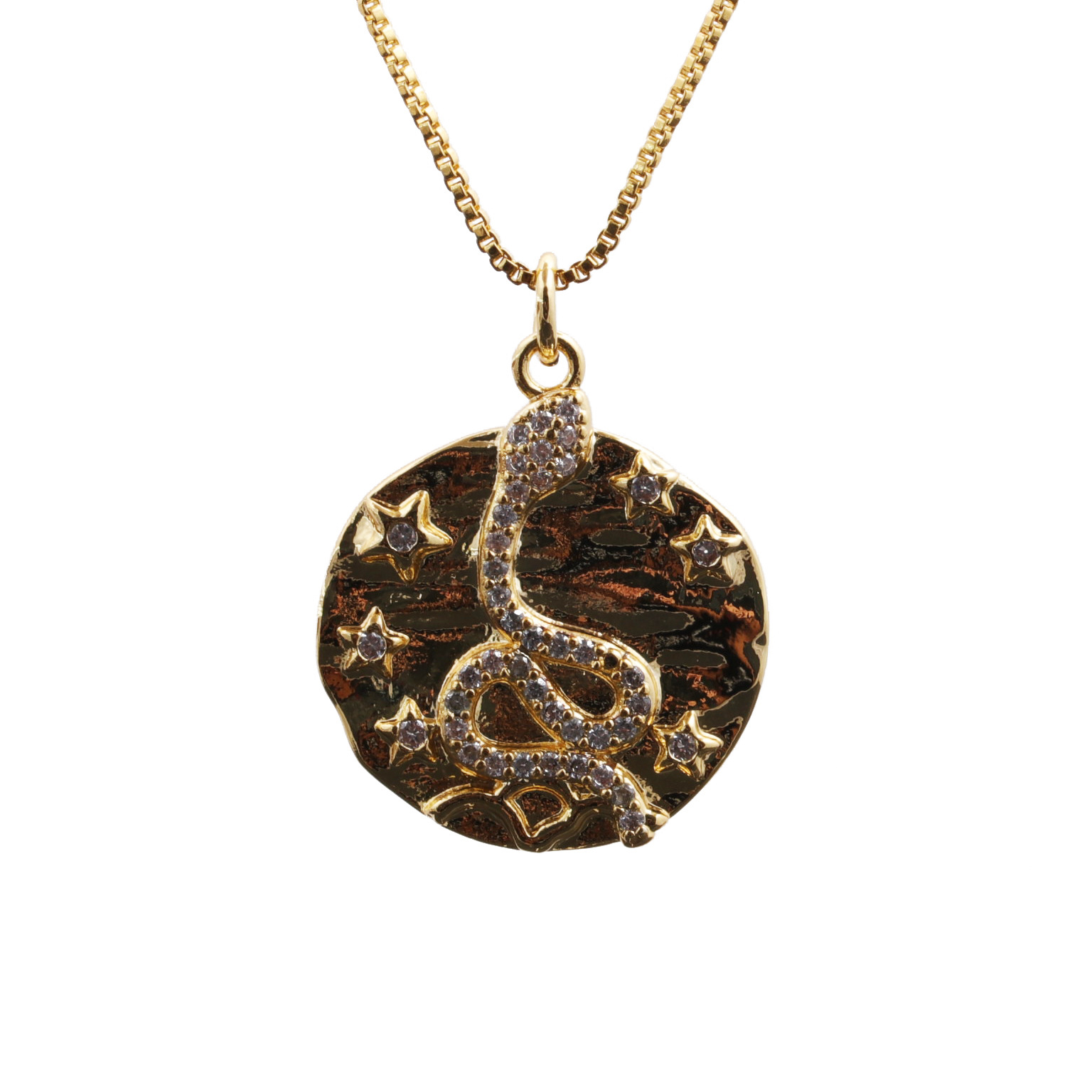 Fashion Snake Copper Plating Zircon Pendant Necklace