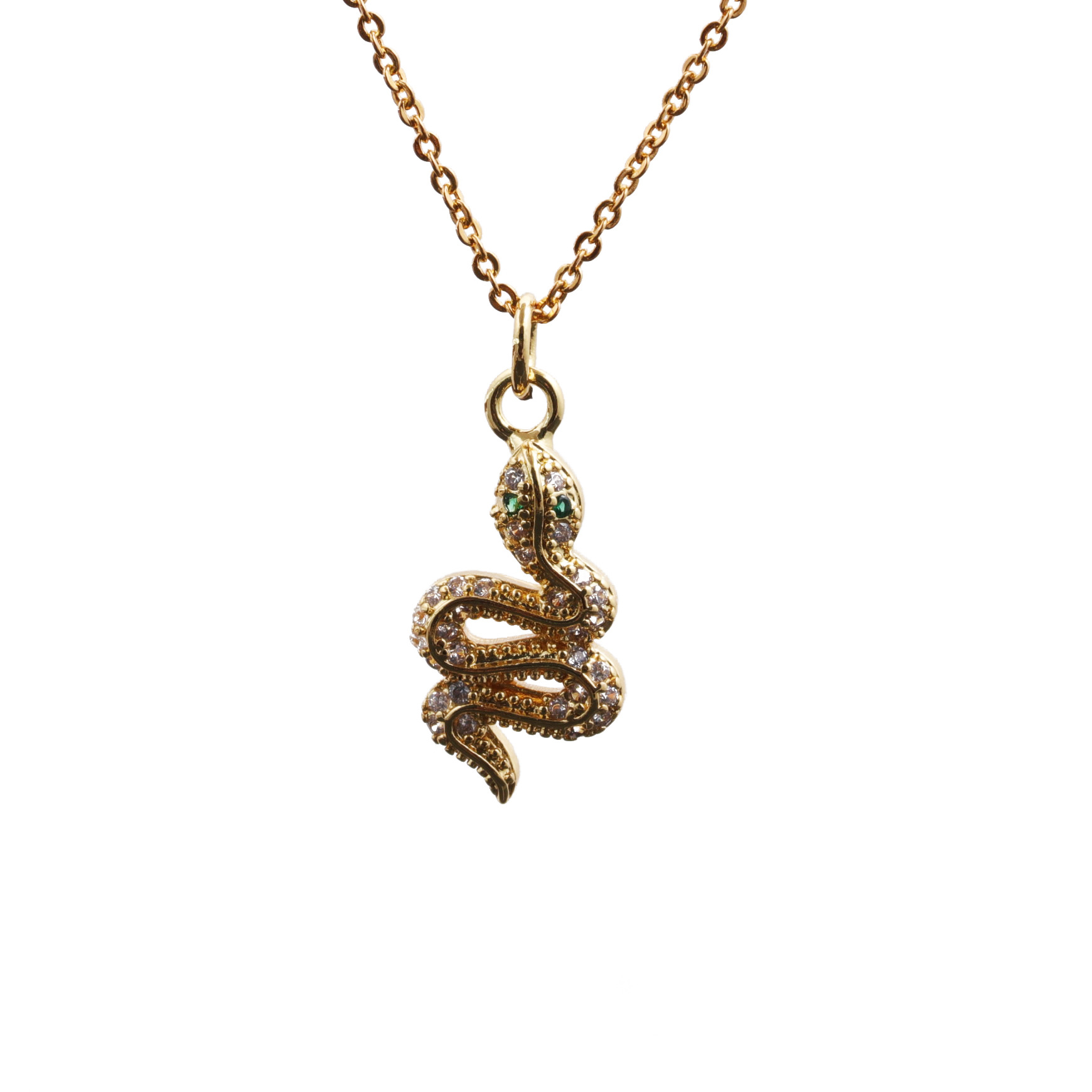 Fashion Snake Copper Plating Zircon Pendant Necklace