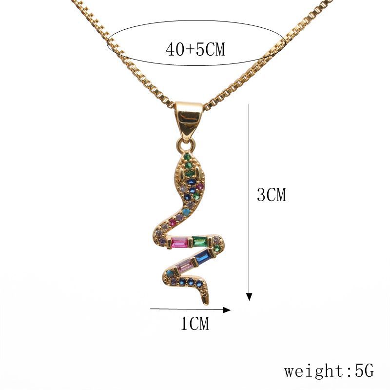 Fashion Snake Copper Plating Zircon Pendant Necklace