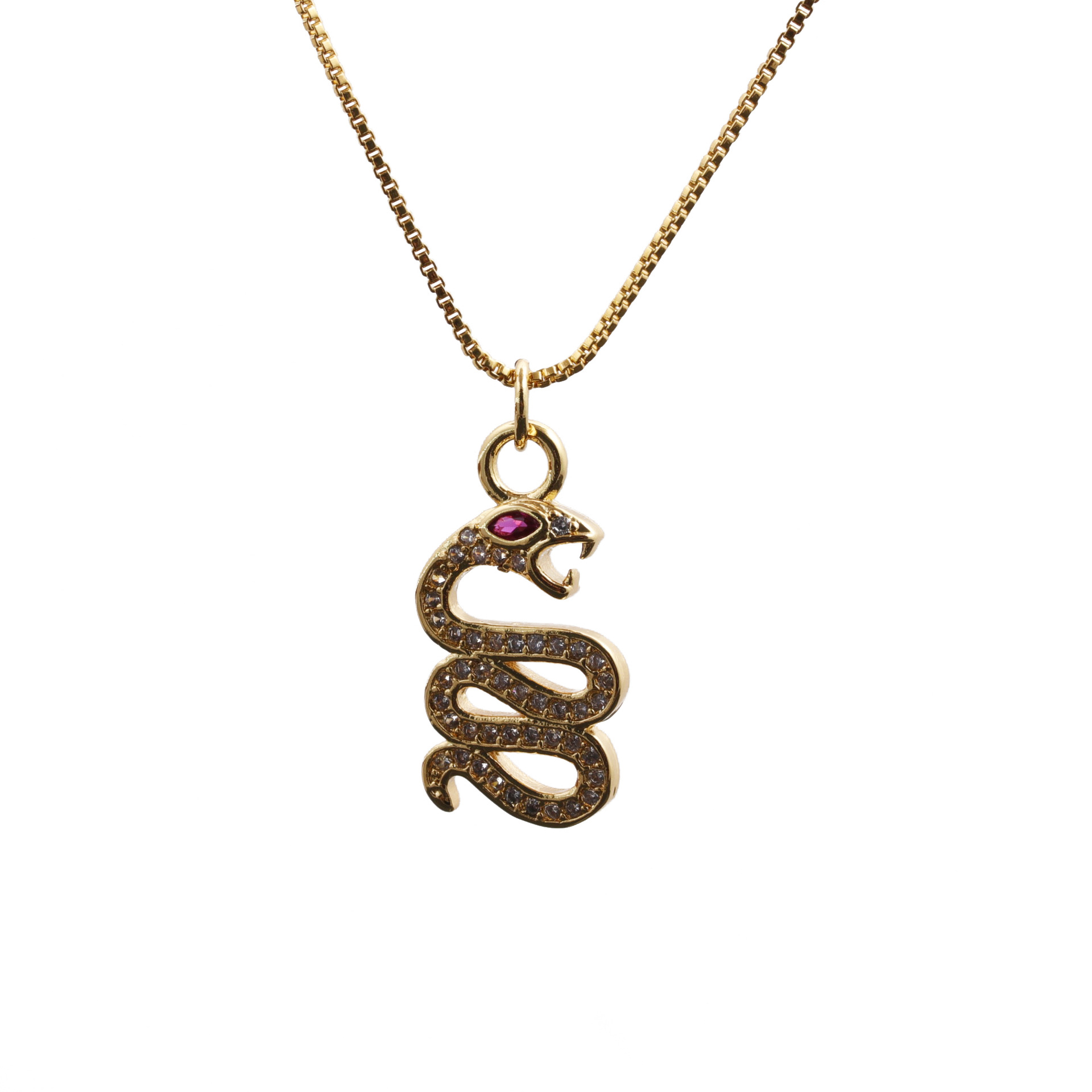 Fashion Snake Copper Plating Zircon Pendant Necklace