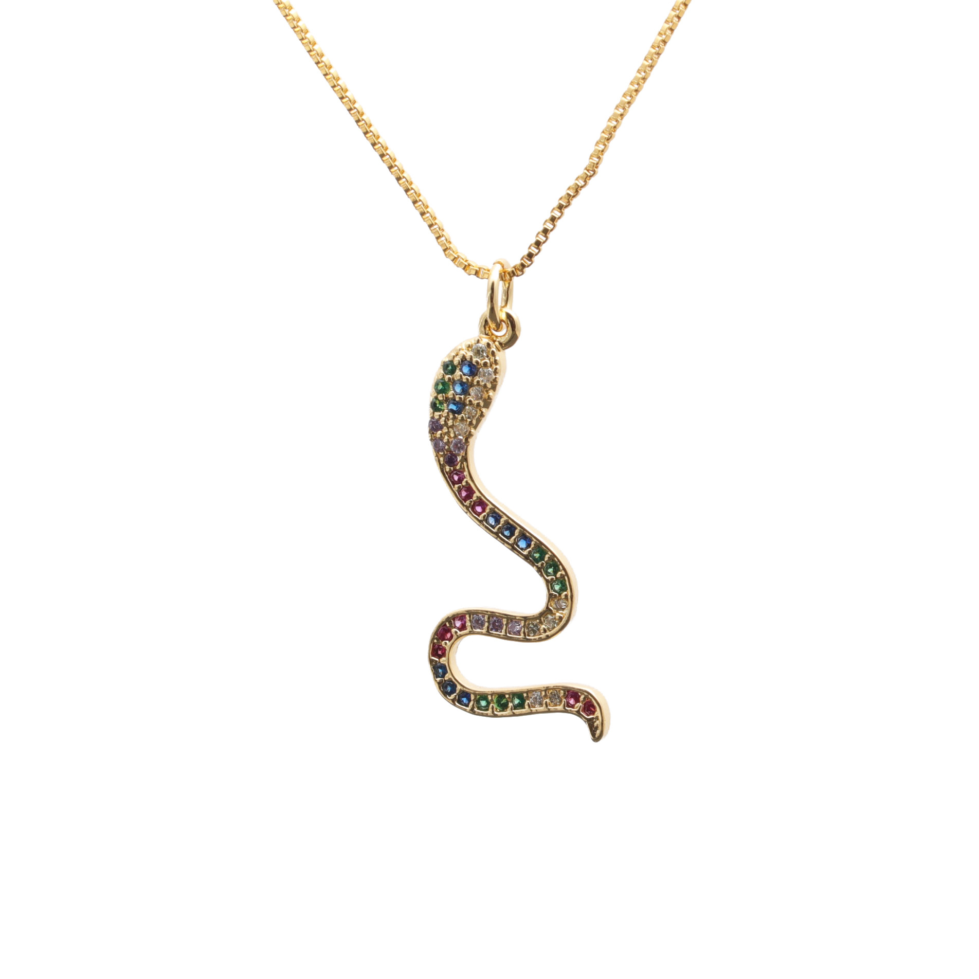 Fashion Snake Copper Plating Zircon Pendant Necklace