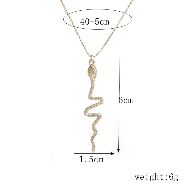 Fashion Snake Copper Plating Zircon Pendant Necklace