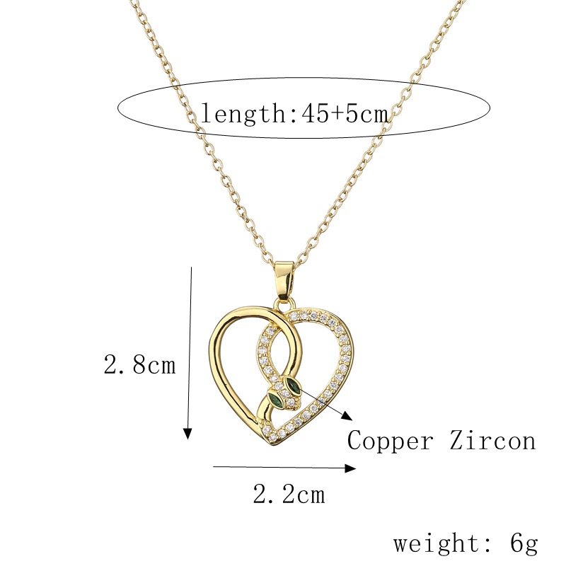 Fashion Snake Copper Plating Zircon Pendant Necklace