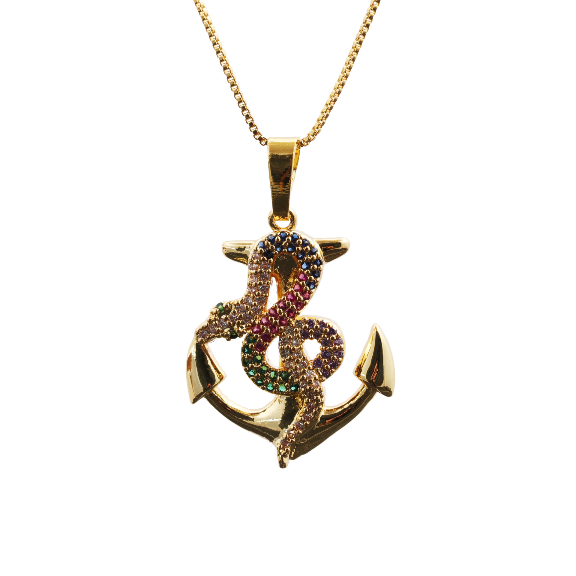 Fashion Snake Copper Plating Zircon Pendant Necklace