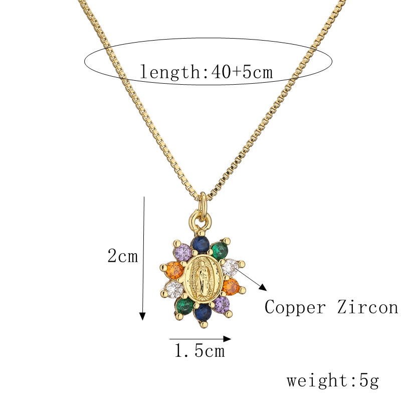 Retro Portrait Copper Gold Plated Zircon Pendant Necklace 1 Piece