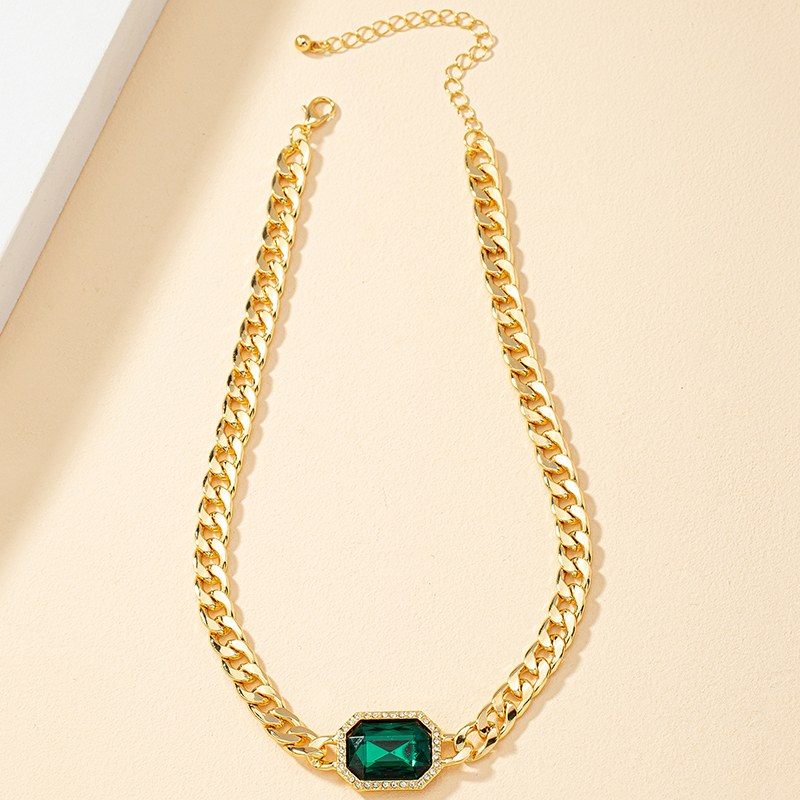 Ethnic Style Quadrilateral Alloy Inlay Gem Turquoise Womenu0027S Choker 1 Piece