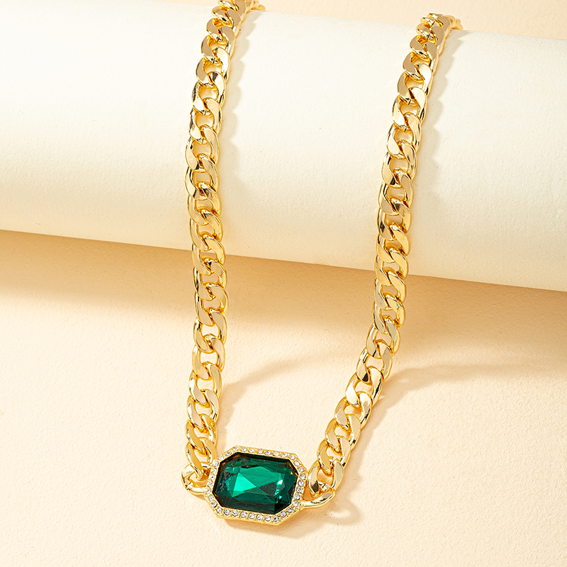 Ethnic Style Quadrilateral Alloy Inlay Gem Turquoise Womenu0027S Choker 1 Piece