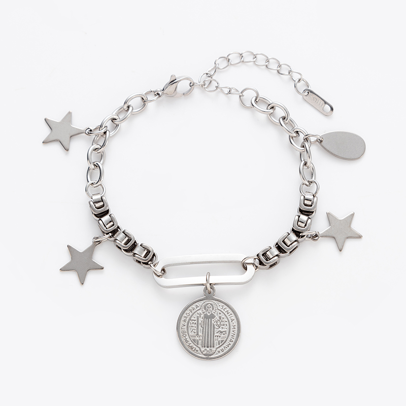 Fashion Round Star Titanium Steel Plating Bracelets 1 Piece