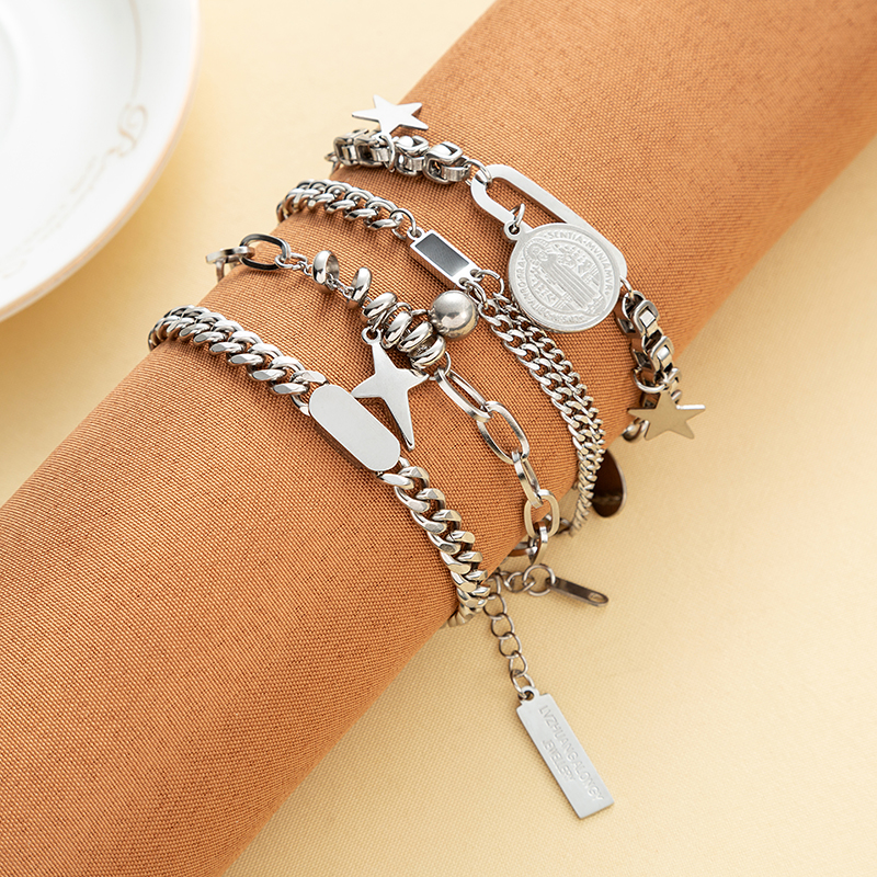 Fashion Round Star Titanium Steel Plating Bracelets 1 Piece