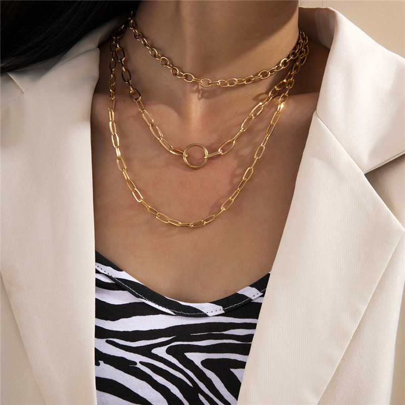 Hip-Hop Solid Color Alloy Womenu0027S Layered Necklaces 3 Pieces