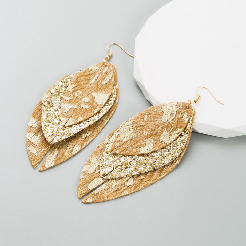 Fashion Leaves Pu Leather Womenu0027S Earrings 1 Pair