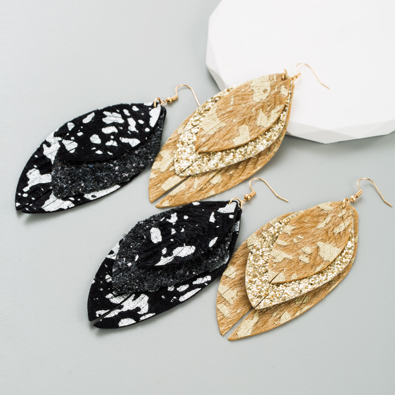 Fashion Leaves Pu Leather Womenu0027S Earrings 1 Pair