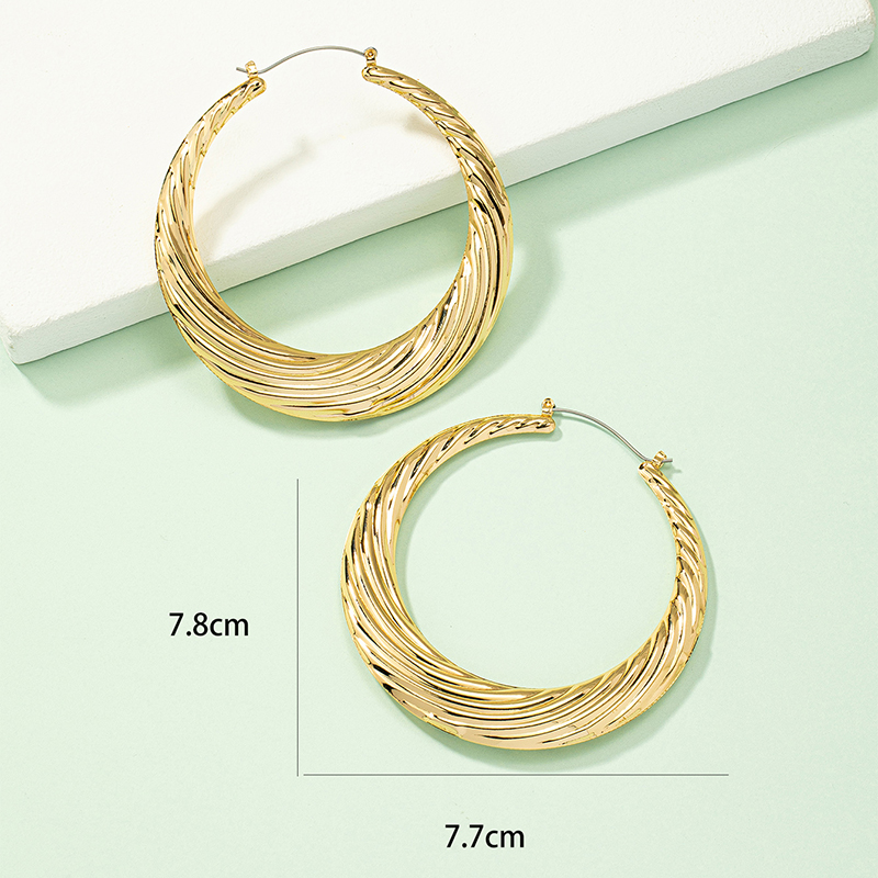 Fashion Stripe Solid Color Alloy Plating Womenu0027S Hoop Earrings 1 Pair