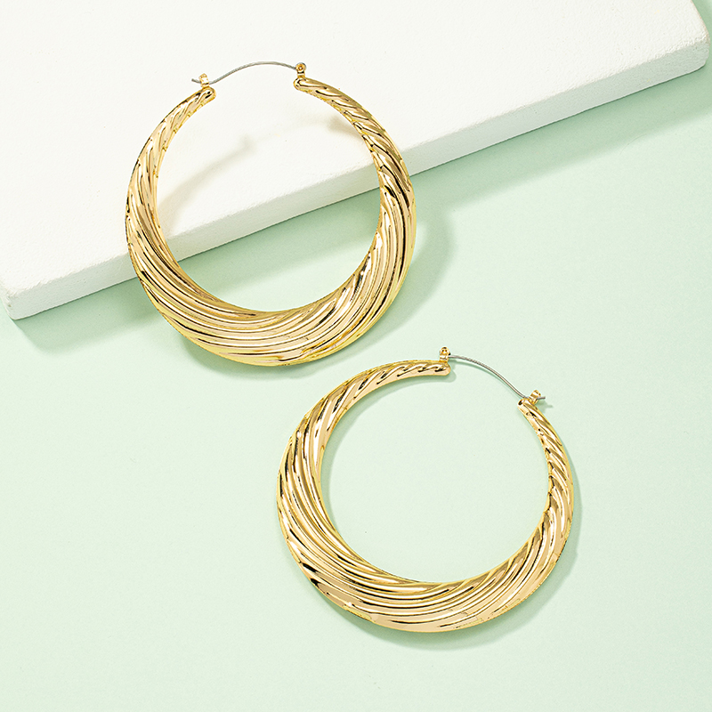 Fashion Stripe Solid Color Alloy Plating Womenu0027S Hoop Earrings 1 Pair