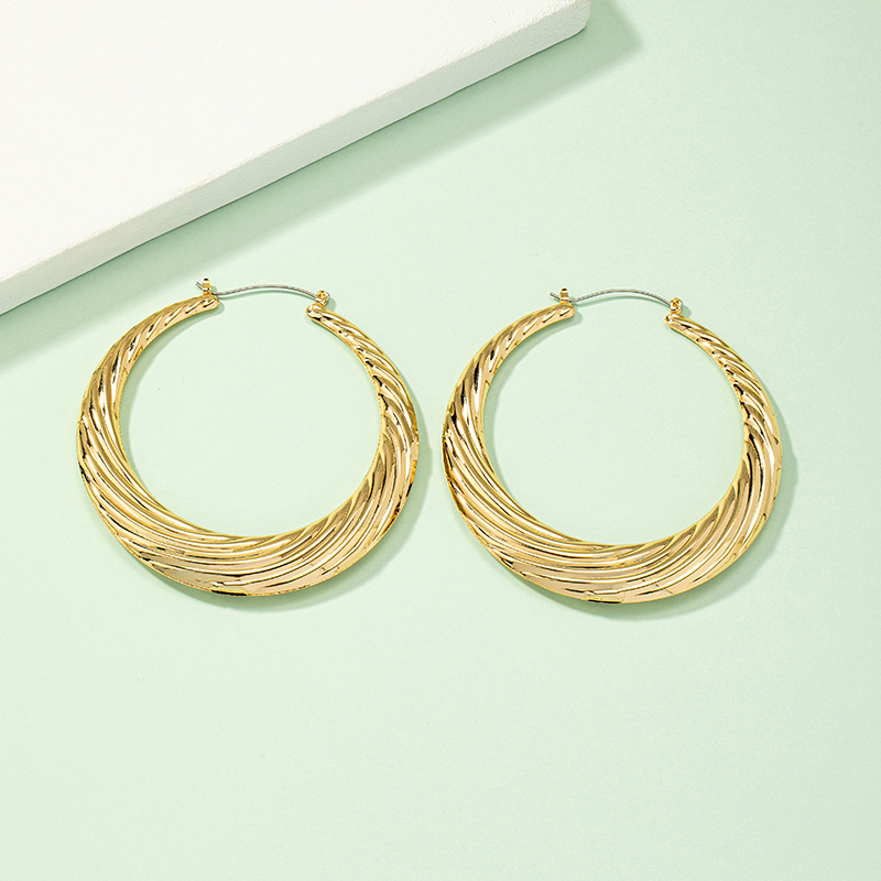 Fashion Stripe Solid Color Alloy Plating Womenu0027S Hoop Earrings 1 Pair