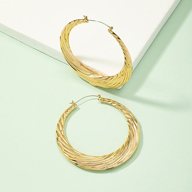 Fashion Stripe Solid Color Alloy Plating Womenu0027S Hoop Earrings 1 Pair