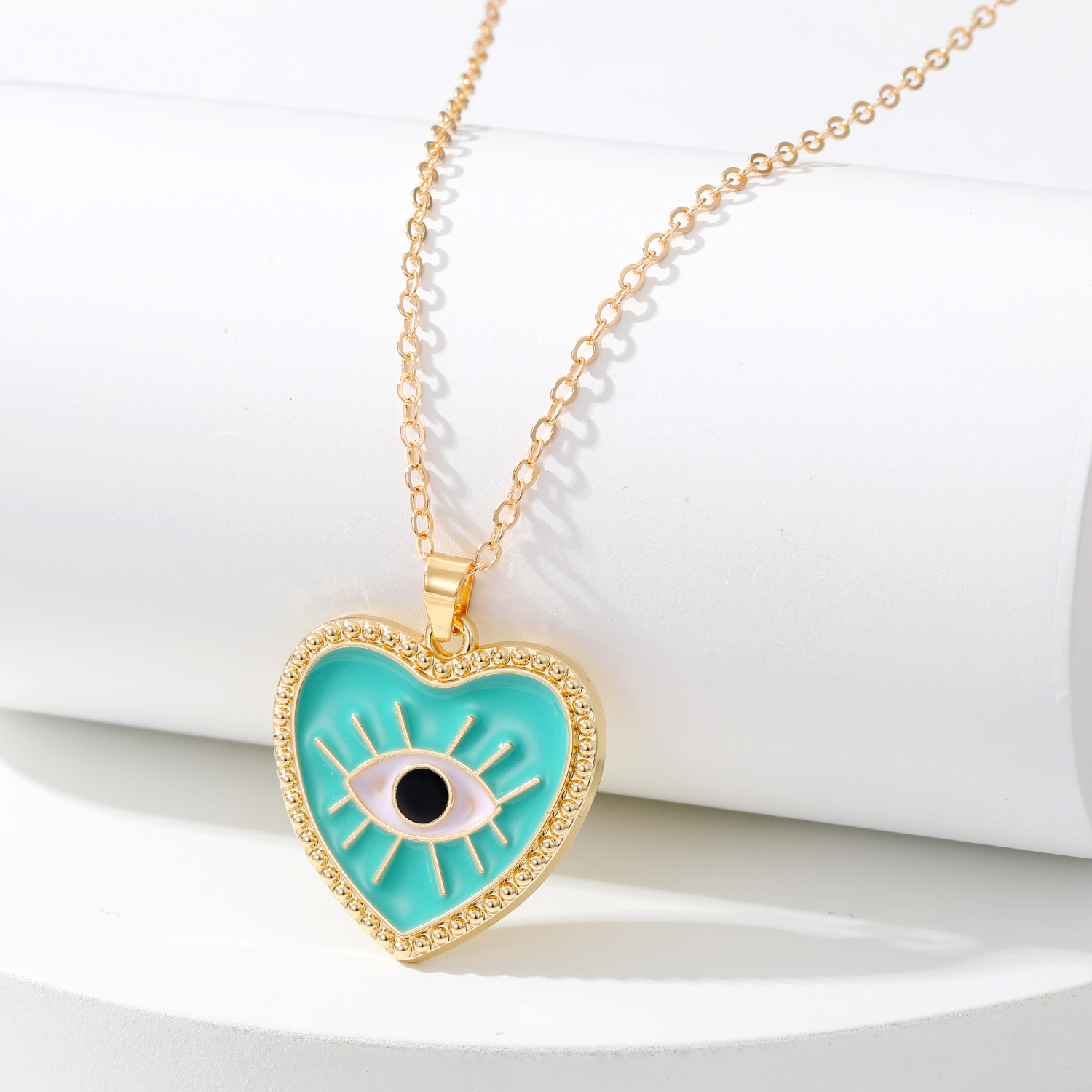 Fashion Devilu0027S Eye Heart Shape Alloy Womenu0027S Pendant Necklace 1 Piece