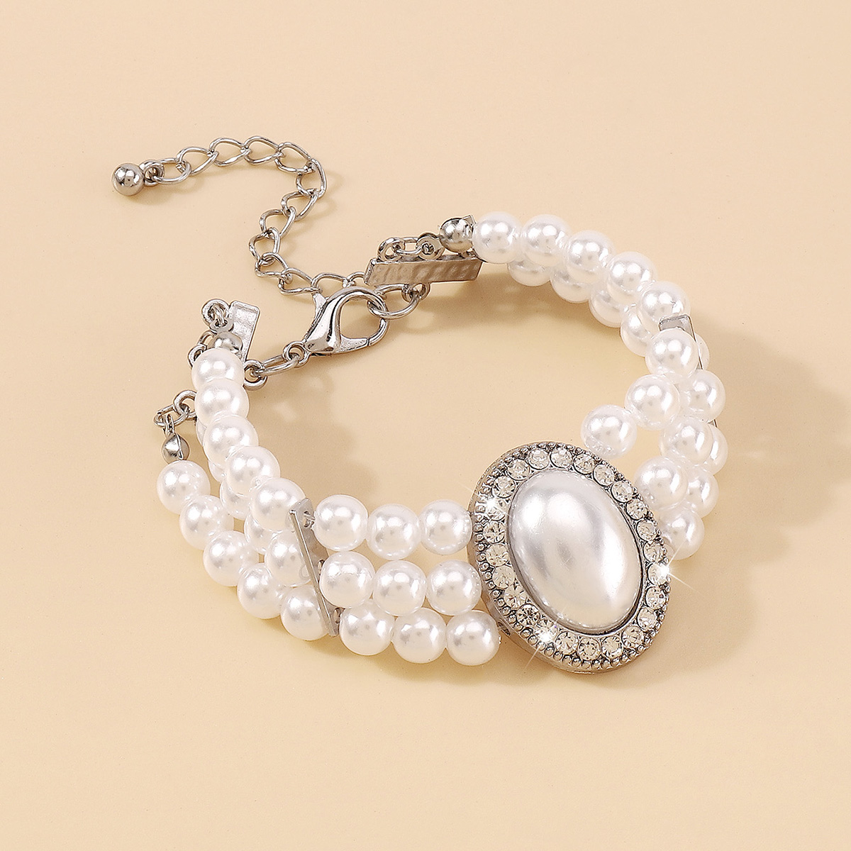 Fashion Simple Style Round Alloy Beaded Artificial Pearls Womenu0027S Bracelets 1 Piece