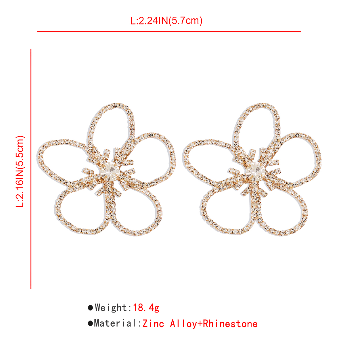 Glam Flower Alloy Inlay Rhinestones Ear Studs 1 Pair