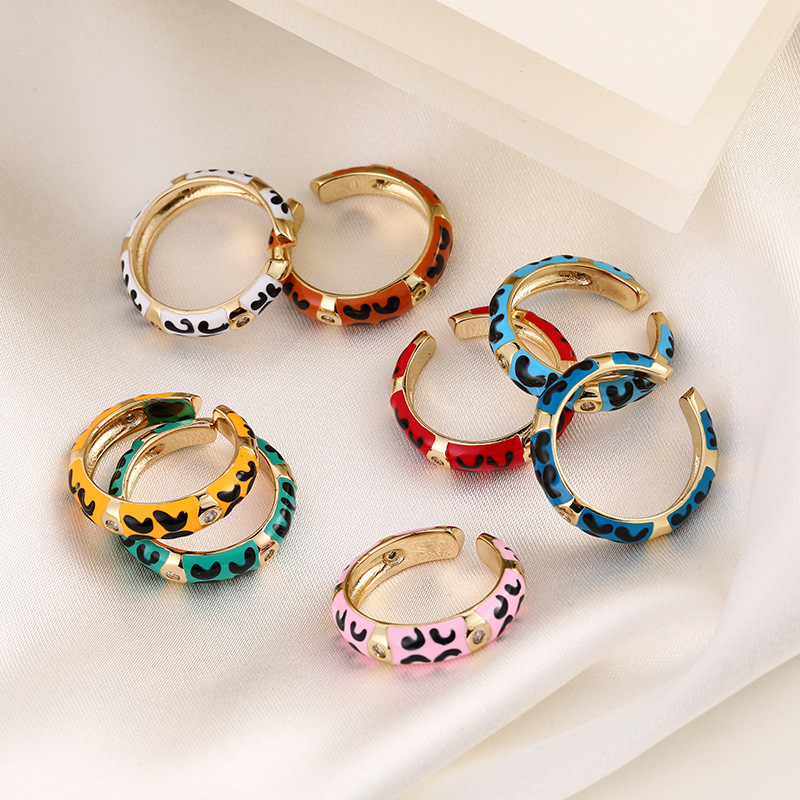 Fashion Leopard Metal Enamel Zircon Womenu0027S Rings