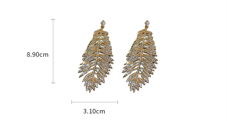 Fashion Leaf Copper Inlay Rhinestones Drop Earrings 1 Pair