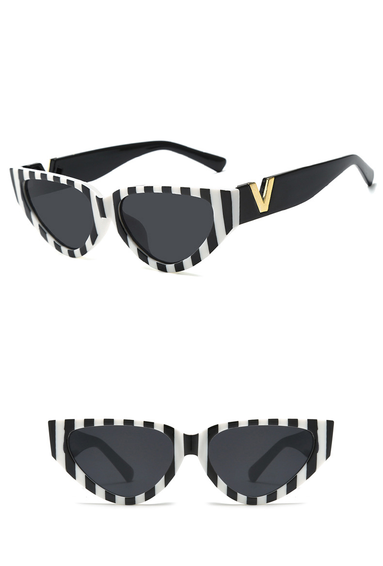 Retro Stripe Ac Cat Eye Full Frame Womenu0027s Sunglasses