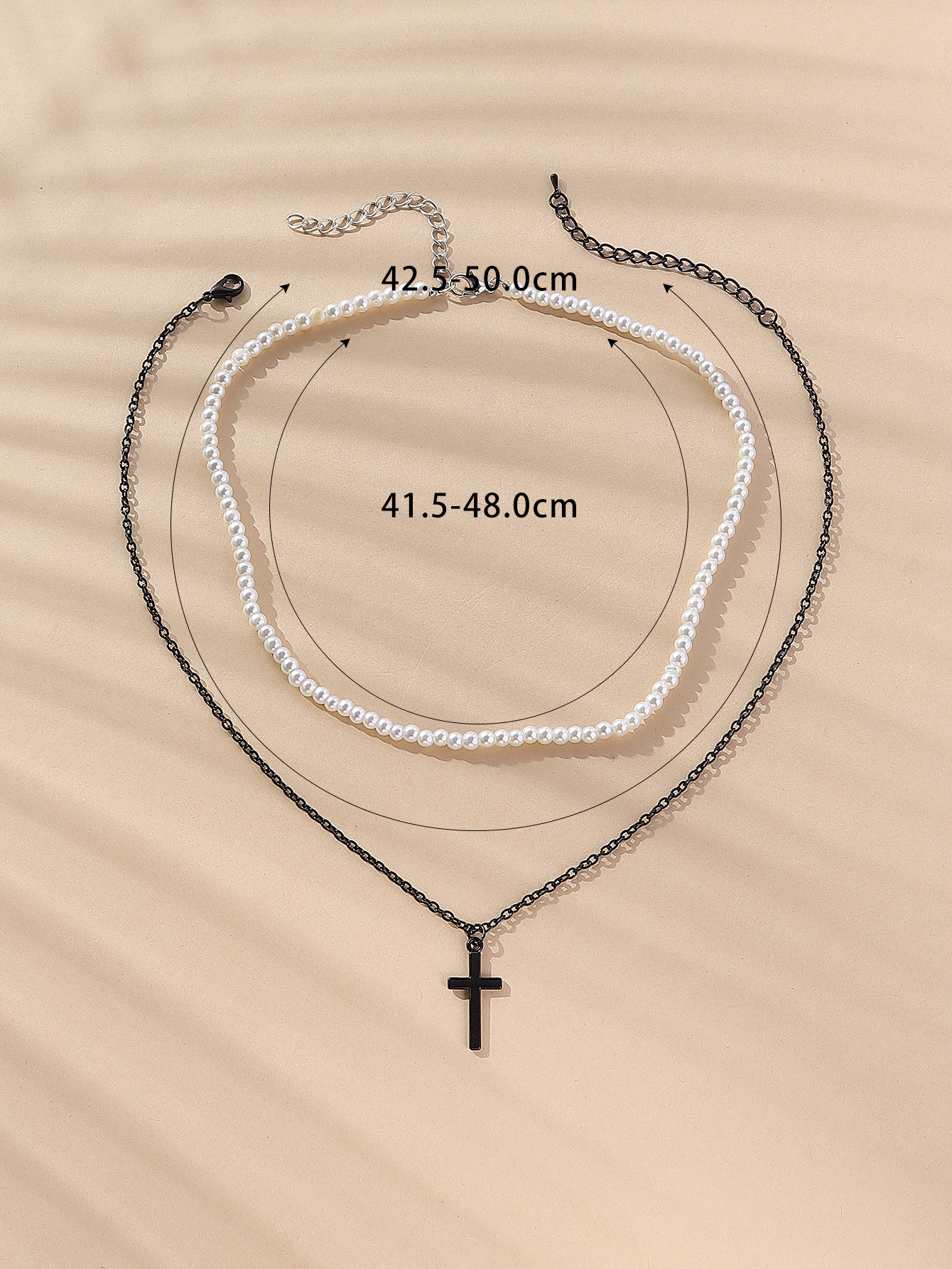 Fashion Cross Imitation Pearl Alloy Beaded Womenu0027S Pendant Necklace 1 Set