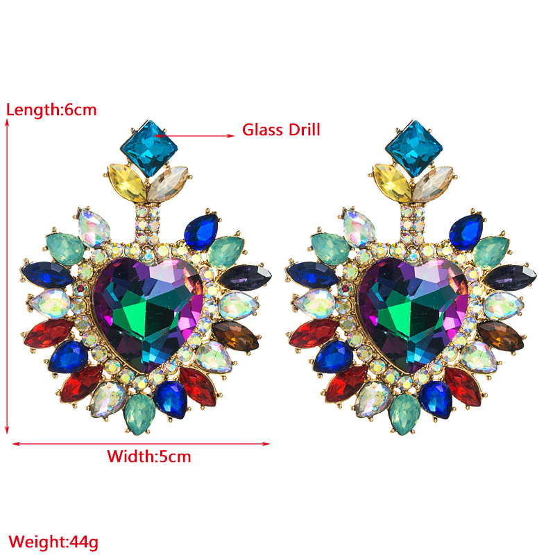 Fashion Heart Shape Alloy Inlay Rhinestones Womenu0027S Drop Earrings 1 Pair