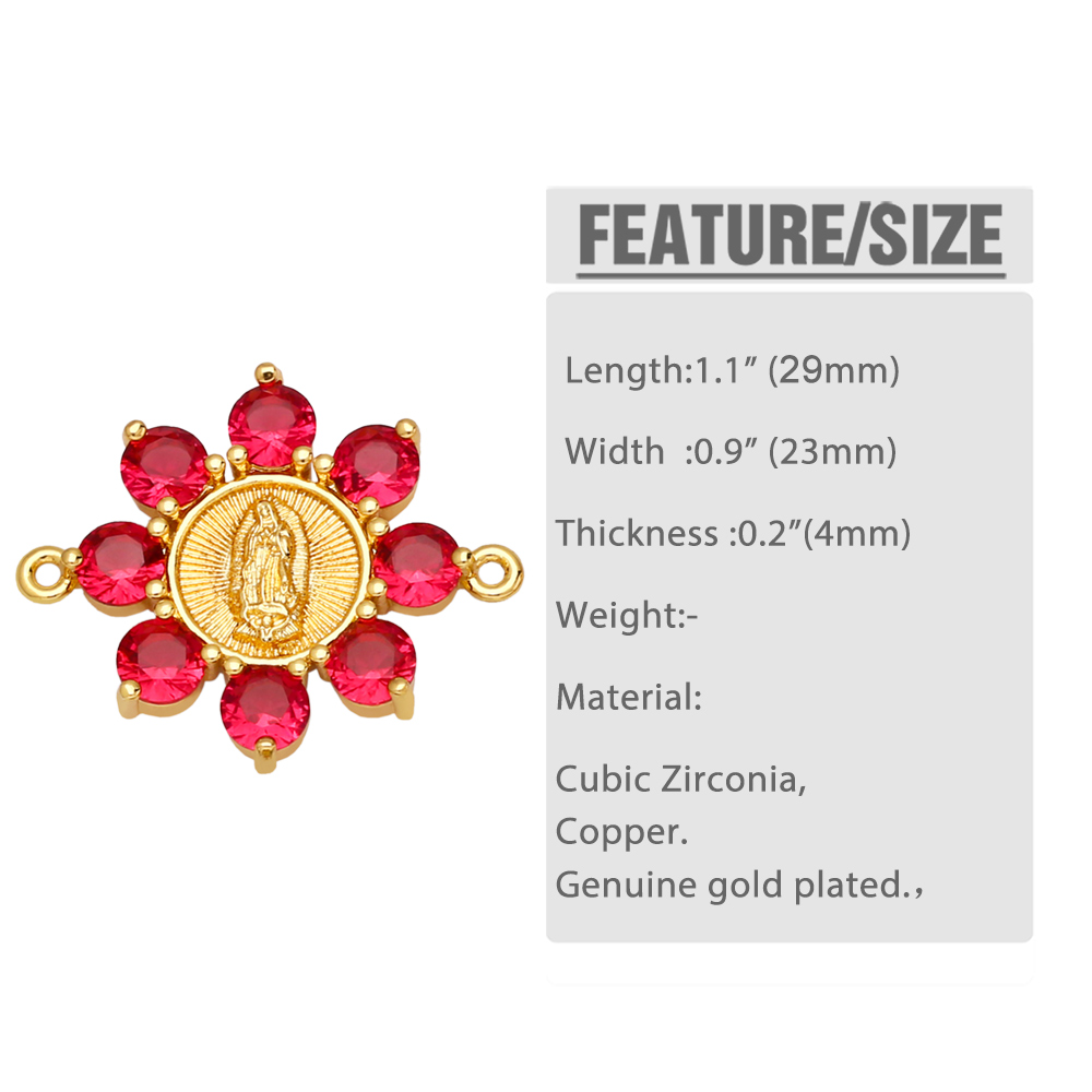 Fashion Virgin Mary Flower Copper Gold Plated Zircon Jewelry Accessories 1 Piece