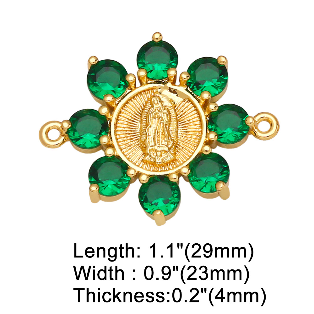 Fashion Virgin Mary Flower Copper Gold Plated Zircon Jewelry Accessories 1 Piece