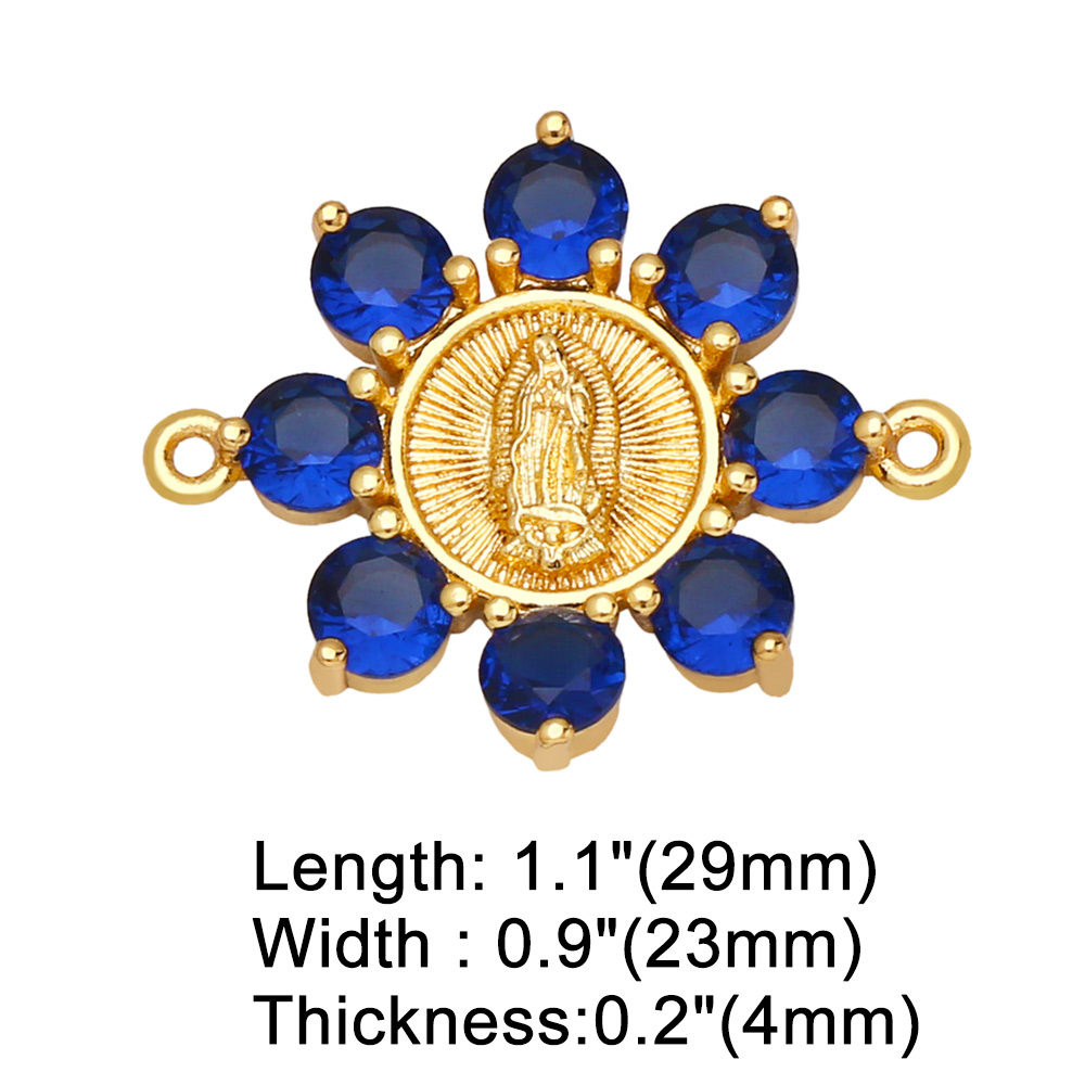 Fashion Virgin Mary Flower Copper Gold Plated Zircon Jewelry Accessories 1 Piece