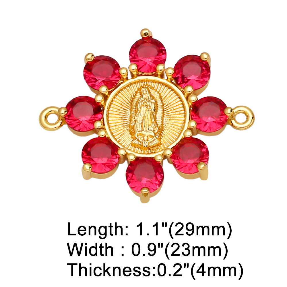 Fashion Virgin Mary Flower Copper Gold Plated Zircon Jewelry Accessories 1 Piece