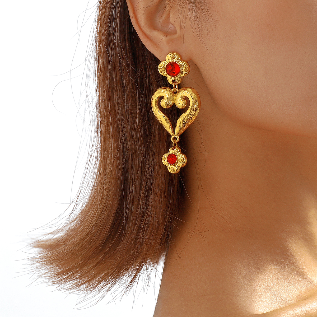 Classical Heart Shape Alloy Plating Inlay Resin Womenu0027S Drop Earrings 1 Pair