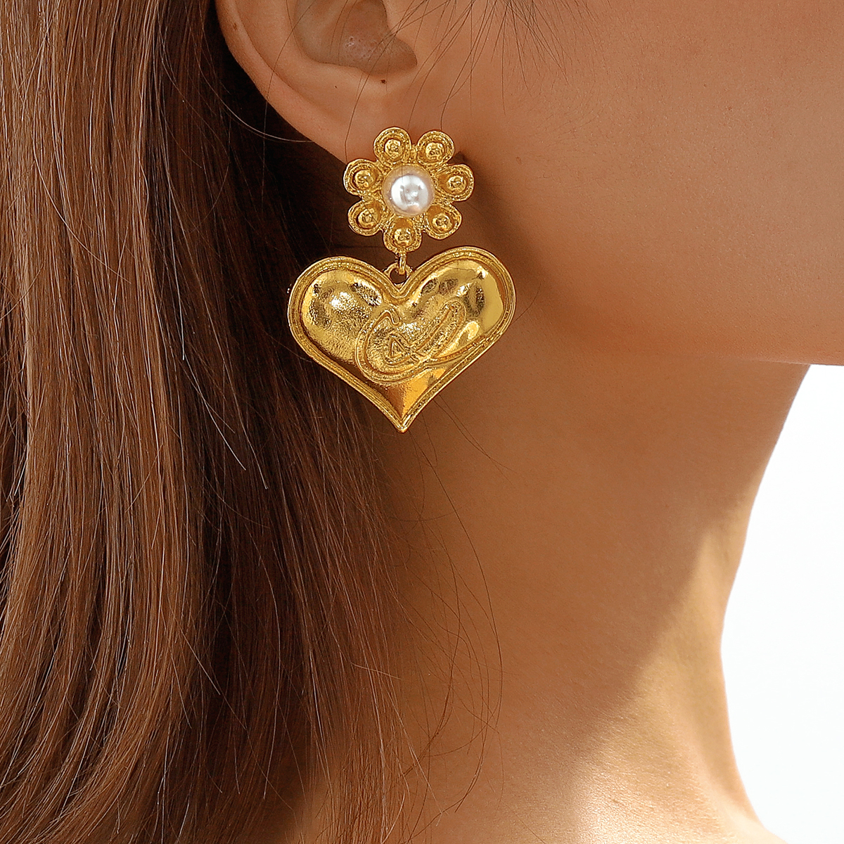 Classical Heart Shape Alloy Plating Inlay Resin Womenu0027S Drop Earrings 1 Pair