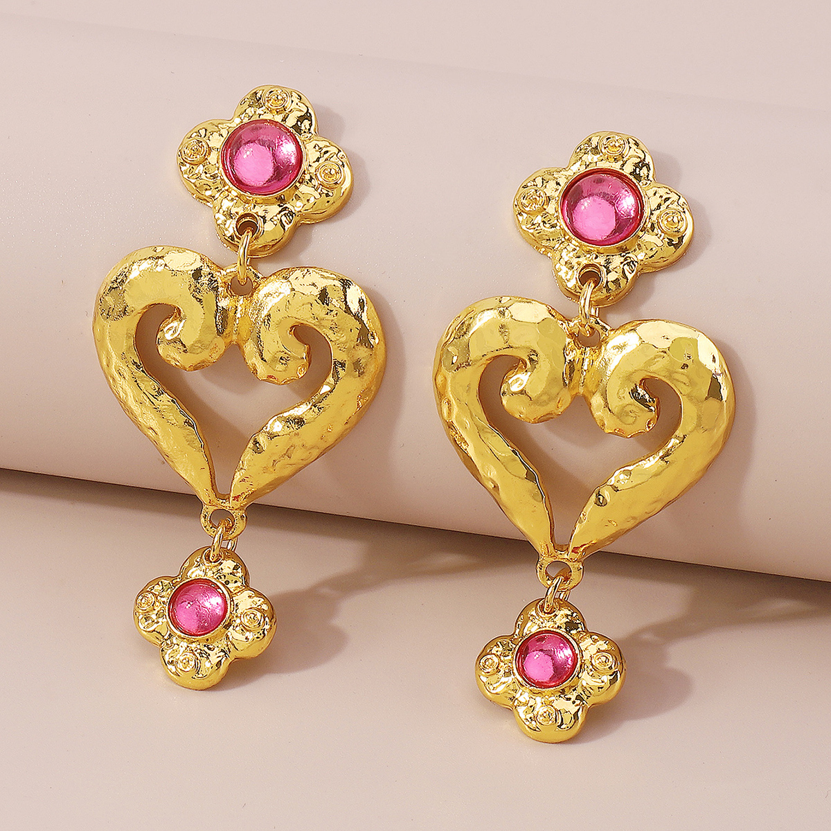 Classical Heart Shape Alloy Plating Inlay Resin Womenu0027S Drop Earrings 1 Pair