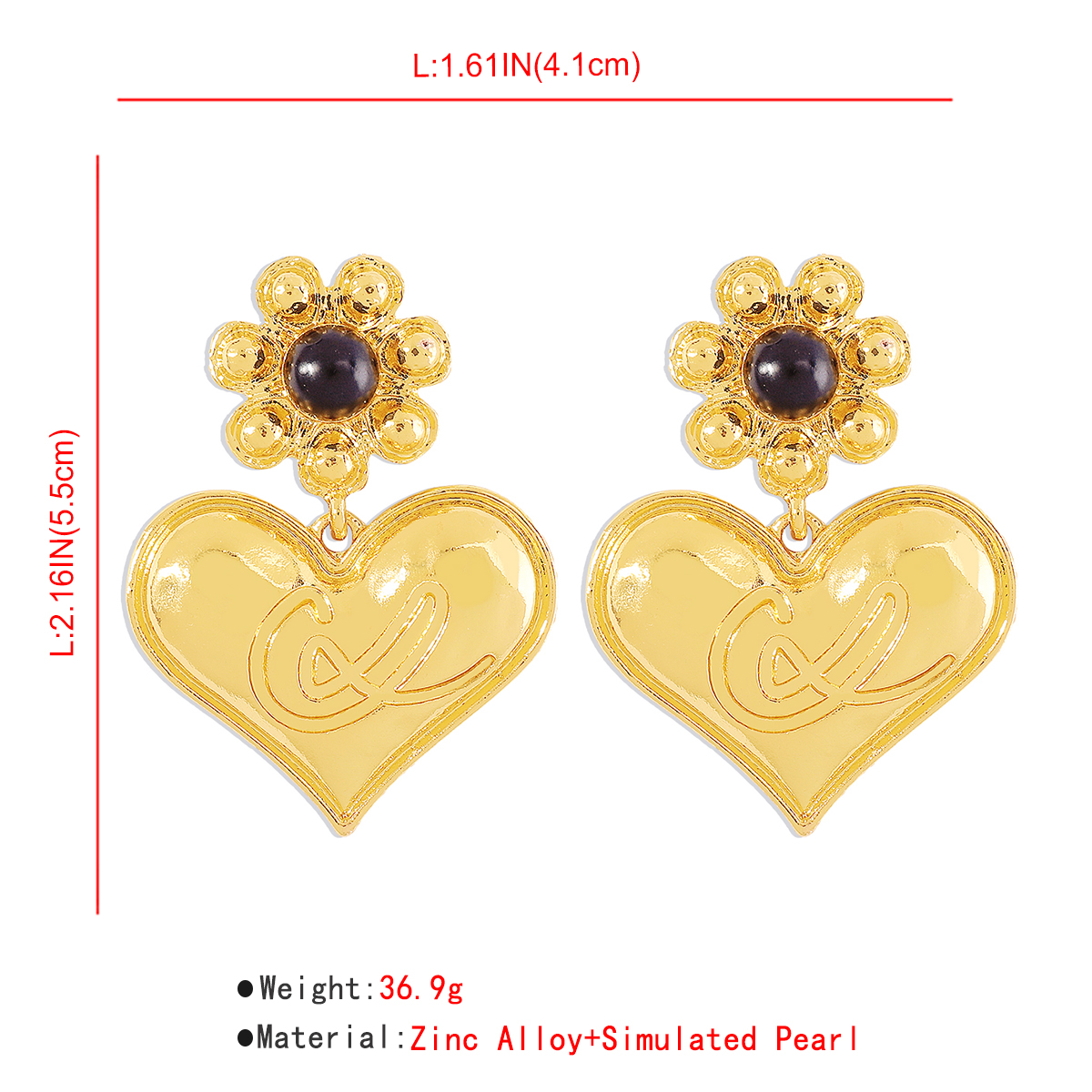 Classical Heart Shape Alloy Plating Inlay Resin Womenu0027S Drop Earrings 1 Pair