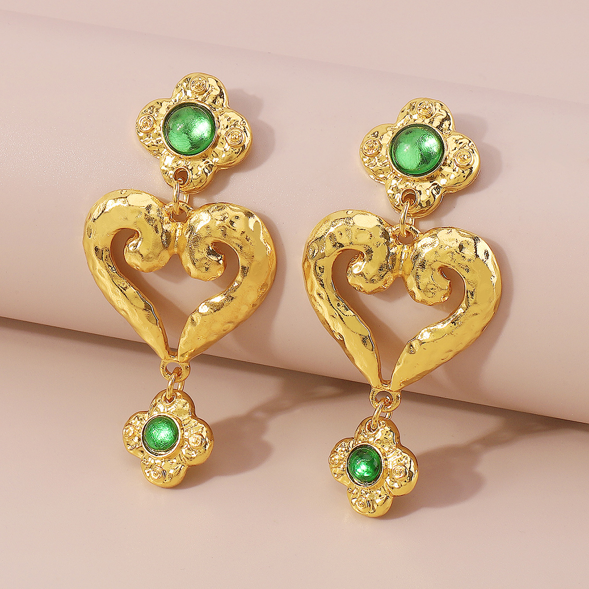 Classical Heart Shape Alloy Plating Inlay Resin Womenu0027S Drop Earrings 1 Pair