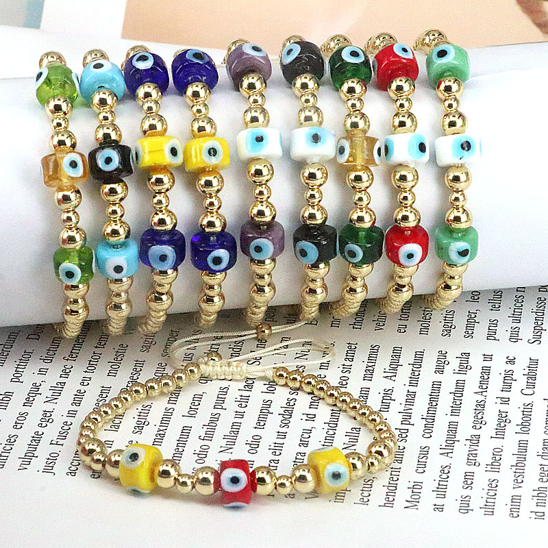 Fashion Devilu0027S Eye Agate Copper Beaded Gold Plated Bracelets 1 Piece