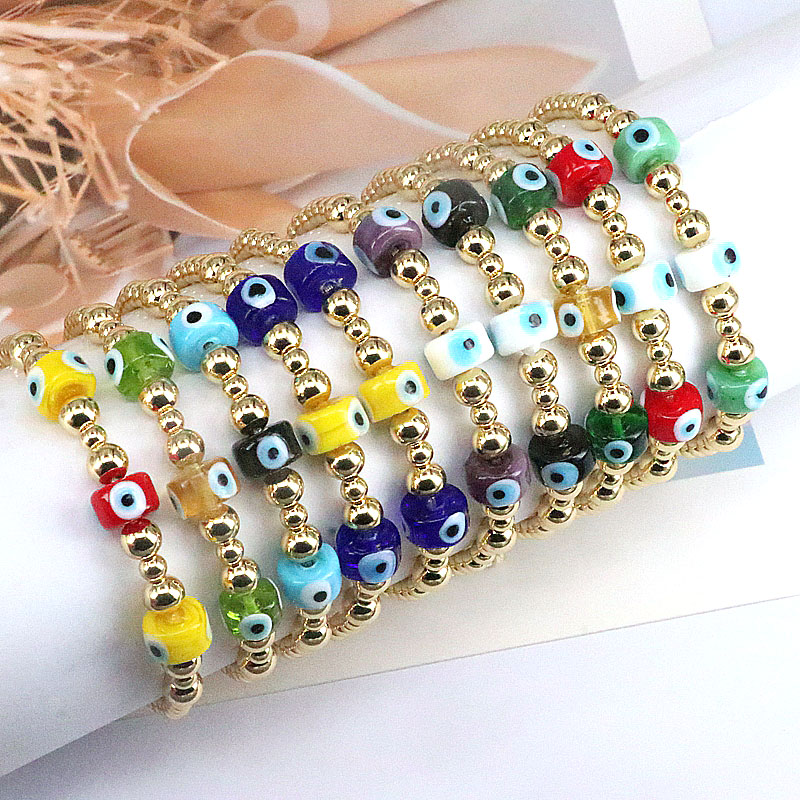 Fashion Devilu0027S Eye Agate Copper Beaded Gold Plated Bracelets 1 Piece