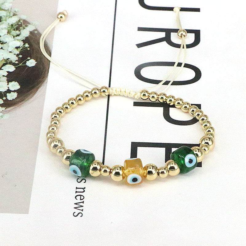 Fashion Devilu0027S Eye Agate Copper Beaded Gold Plated Bracelets 1 Piece