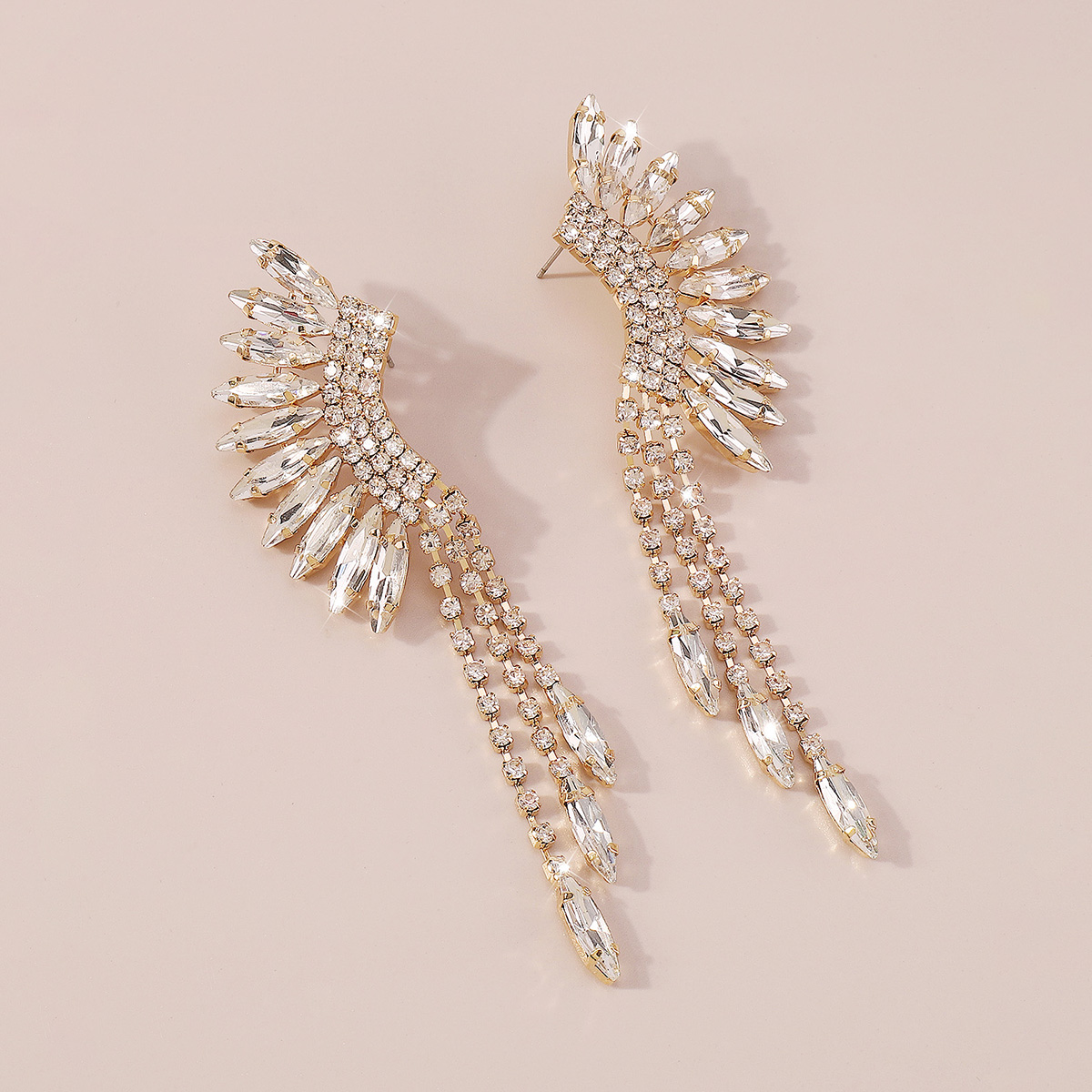 Luxurious Geometric Alloy Plating Rhinestones Drop Earrings 1 Pair